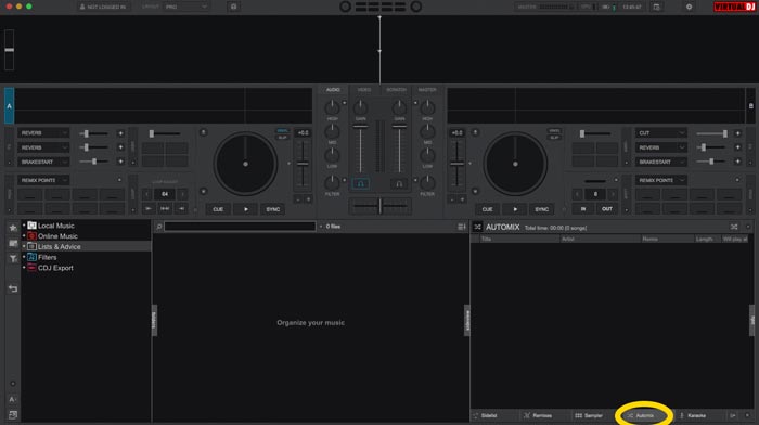 Find Automix Function in Virtual DJ 2