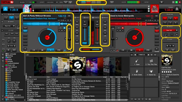Interface parts of Virtual DJ
