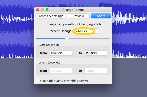 Copy the percent change (of bpm change) 