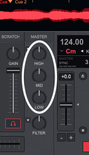 Commandes ou boutons rotatifs d'EQ