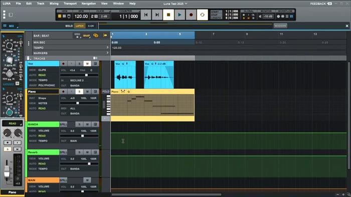 UAD LUNA, la station audionumérique (DAW) gratuite de Universal Audio - Capture d'écran