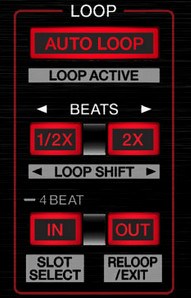 Tasti per i loop nella consolle di mixaggio Pioneer