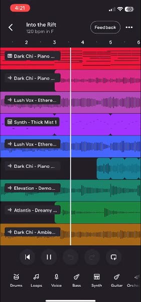 Soundtrap, applicazione per iOS (iPhone o iPad) e Android (smartphone e tablet) - Schermata.