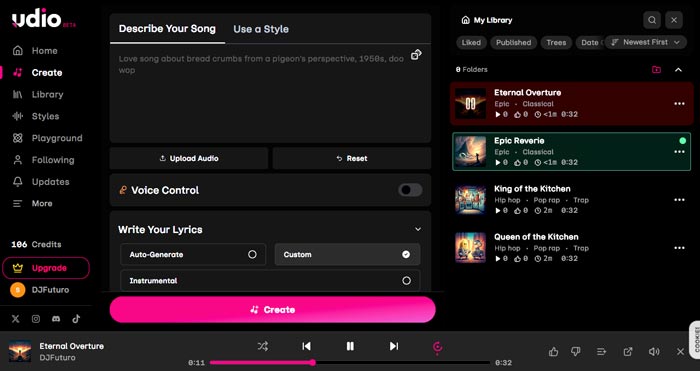 Udio - IA per creare musica (Screenshot)