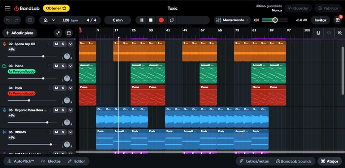 BandLab DAW Online - Captura de pantalla