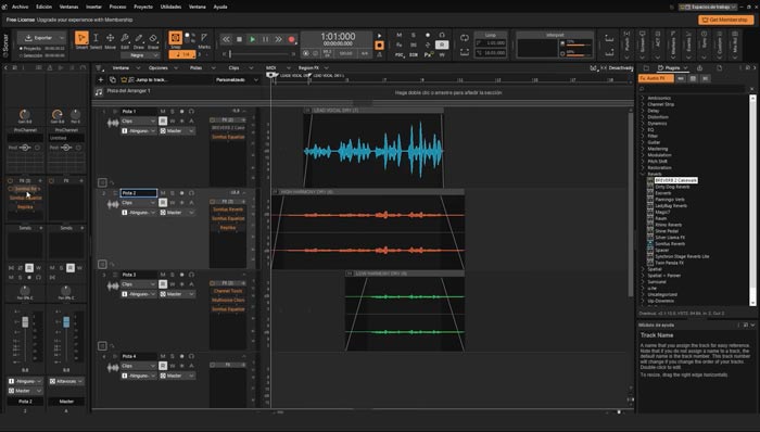 Cakewalk Sonar, el DAW gratuito de BandLab - Captura de pantalla