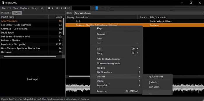 Foobar2000 - Reproductor de audio avanzado y conversor - Captura de pantalla