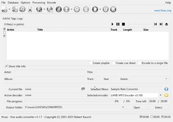 Fre:ac Audio Converter - Captura de pantalla