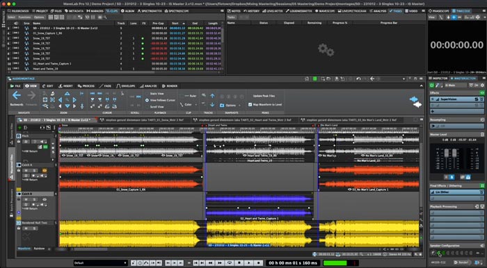 WaveLab, Steinberg - Editor de audio, mastering, postproducción, restauración de sonido y análisis. Captura de pantalla