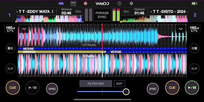 WeDJ para iOS (iPhone / iPad) y Android - Captura de pantalla